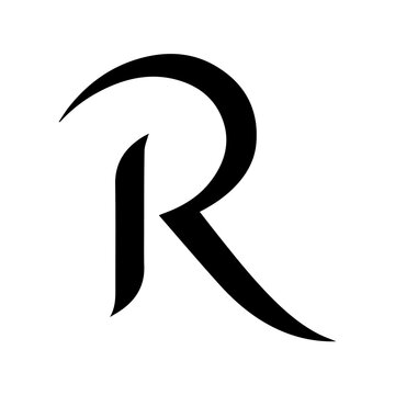 Black silhouette logo design of the letter R with a white background, logotype vector illustration
and Gradient latter r logo design 