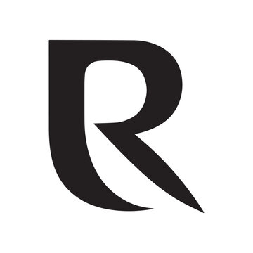 Black silhouette logo design of the letter R with a white background, logotype vector illustration
and Gradient latter r logo design 
