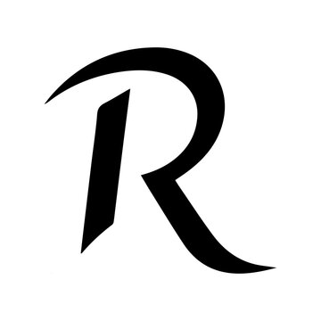 Black silhouette logo design of the letter R with a white background, logotype vector illustration
and Gradient latter r logo design 