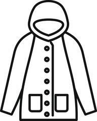 Poster - Simple line art icon of a raincoat providing protection from the rain, perfect for websites and apps