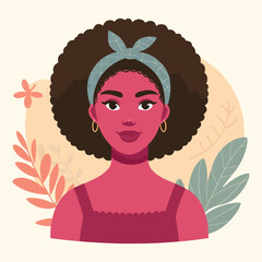 Wall Mural - African American woman portrait flat vector