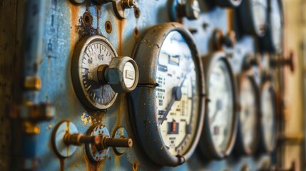 Vintage Control Panel with Gauges