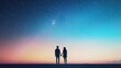 © ColorfulFlowerStudio - Silhouette of a couple holding hands under a starry night sky.
