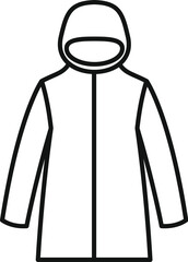 Sticker - Simple line drawing of a warm winter jacket with a hood, perfect for designs related to winter, clothing, or outdoor wear