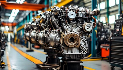 Engines Awaiting Repair in Workshop Setting