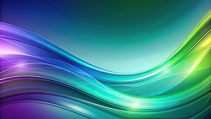 Wall Mural - Abstract background with curvy elements reflecting in green, blue, and purple colors