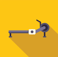 Poster - stationary bike icon representing fitness activity with long shadow on yellow background