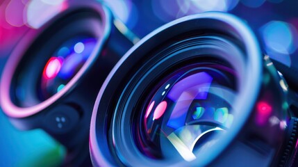 Closeup of Camera Lens with Blurred Background