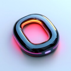 Wall Mural - Glowing Neon 3D Letter O, Futuristic Typography