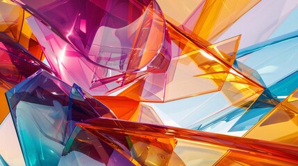 Abstract Colorful Glass Panels Intersecting