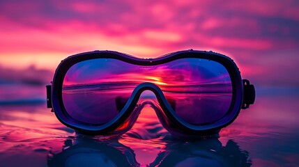 Goggles with defense against a magenta sky