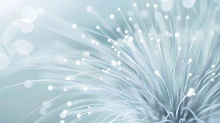 Wall Mural - a light blue background with fiber optic cables, a white and gray gradient background with some smal
