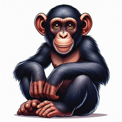 Sticker - Cute Bonobo Vector Cartoon illustration