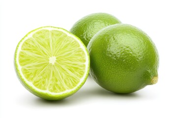 Wall Mural - A fresh lime, whole and halved, showcasing its juicy interior.