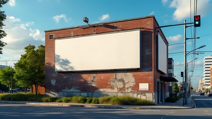 Wall Mural - in an urban setting, a large horizontal billboard awaits advertising content, positioned in front of