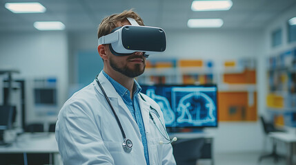 A doctor using a virtual reality headset