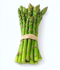 Wall Mural - a bunch of fresh green asparagus tied together on whiet background