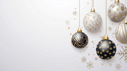 Wall Mural - golden christmas balls light white background. festive xmas decoration gold glass christmas balls an