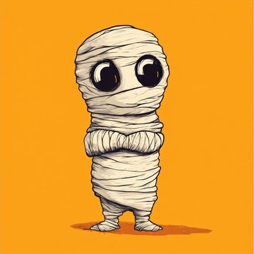 cute mummy on the orange background.