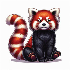 Sticker - Cute Red Panda Vector Cartoon illustration