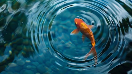 Wall Mural - In blues water goldfish