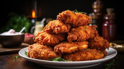 photo delicious fried chicken on the plate