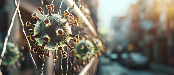 3D illustration of a quarantine zone with Mpox virus syndrom