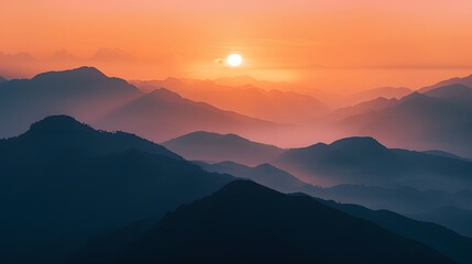 Wall Mural - majestic mountain range at sunset
