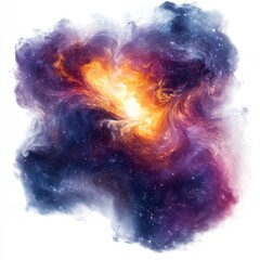 Wall Mural - harmonious nebula cloud patterns swirling in an abstract cloud shape isolated on white background 