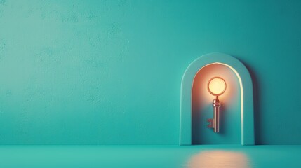Wall Mural - A conceptual image of a keyhole with a bright light shining through, symbolizing the path to financial success and the key to unlocking opportunities.