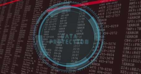 Poster - Circular animation over error codes and data on dark background
