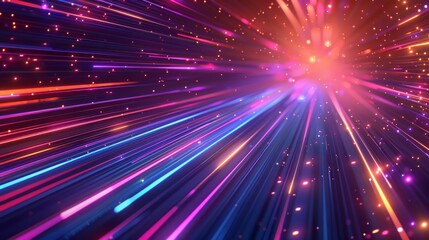Wall Mural - abstract neon light streaks in a starry sky