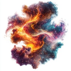 Wall Mural - harmonious nebula cloud patterns swirling in an abstract cloud shape isolated on white background 