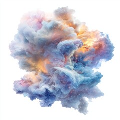 Wall Mural - harmonious nebula cloud patterns swirling in an abstract cloud shape isolated on white background 