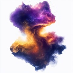 Wall Mural - harmonious nebula cloud patterns swirling in an abstract cloud shape isolated on white background 