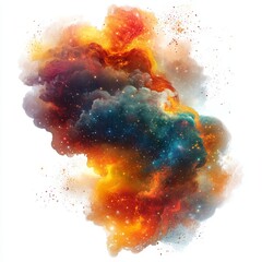 Wall Mural - harmonious nebula cloud patterns swirling in an abstract cloud shape isolated on white background 