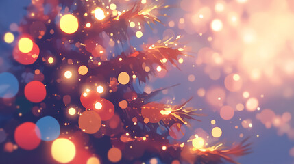 Wall Mural - picture of blurred lights christmas tree for background use