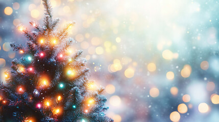 Wall Mural - picture of blurred lights christmas tree for background use