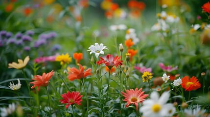 Wall Mural - colorful wildflowers in a meadow