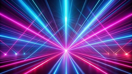 Wall Mural - Colorful neon laser rays on abstract background with pink and blue glow lines