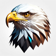 Poster - Eagle head geometric low poly on plain white background