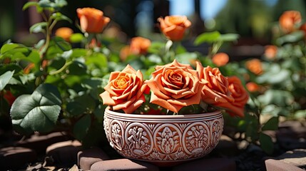 Wall Mural - Terracotta bowl with designing pattern