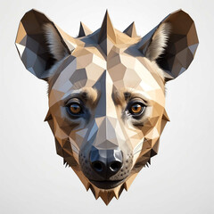 Wall Mural - Hyena head geometric low poly on plain white background