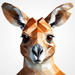 Sticker - Kangaroo head geometric low poly on plain white background