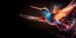 © MdRazib - Hummingbird Animal Plexus Neon Black Background Digital Desktop Wallpaper HD 4k Network Light Glowing Laser Motion Bright Abstract