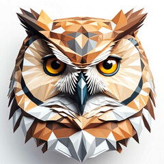 Canvas Print - Owl head geometric low poly on plain white background