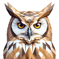 Sticker - Owl head geometric low poly on plain white background