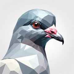 Poster - Pigeon head geometric low poly on plain white background