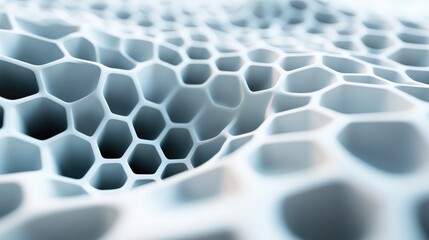 Poster - Abstract 3D illustration of a white honeycomb grid structure providing a textured background design