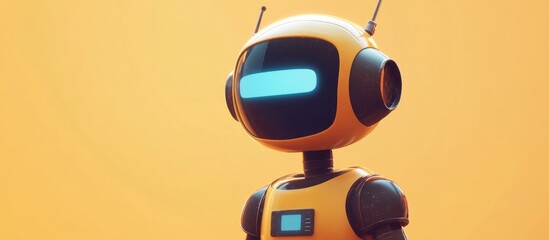 Aufkleber - Illustration of a flat cartoon character depicting a retro futuristic robot design
